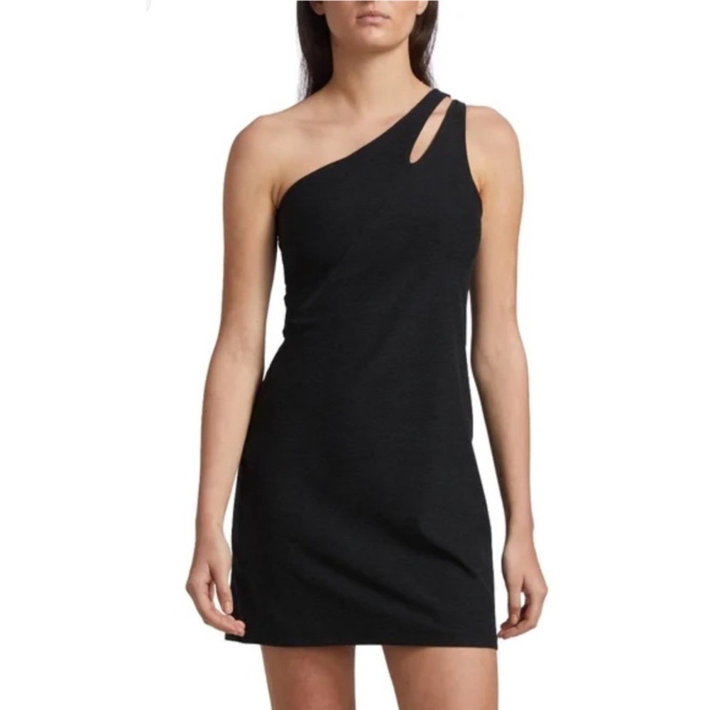 Beyond Yoga Black Spacedye Lost Your Mind Dress One Shoulder Cut Out Size Small